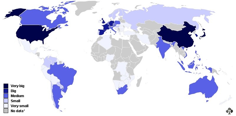 Bonsai interest worldwide, country